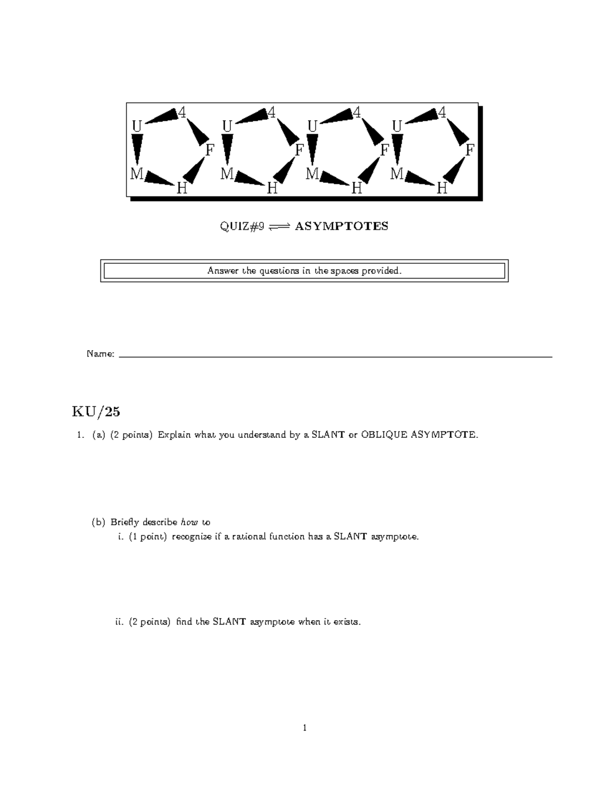 MHF4U Final Exam: Understanding Slant Asymptotes - Studocu