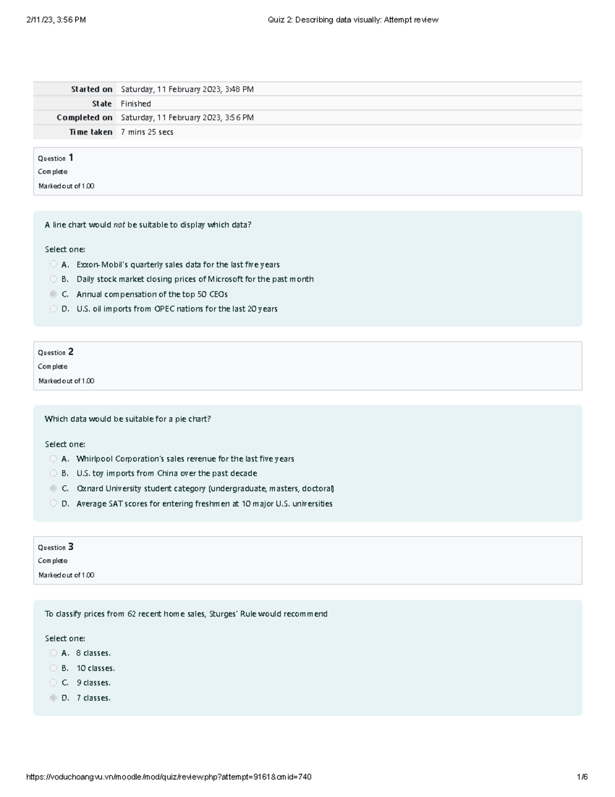Quiz 2 Describing data visually Attempt review - Started on Saturday ...