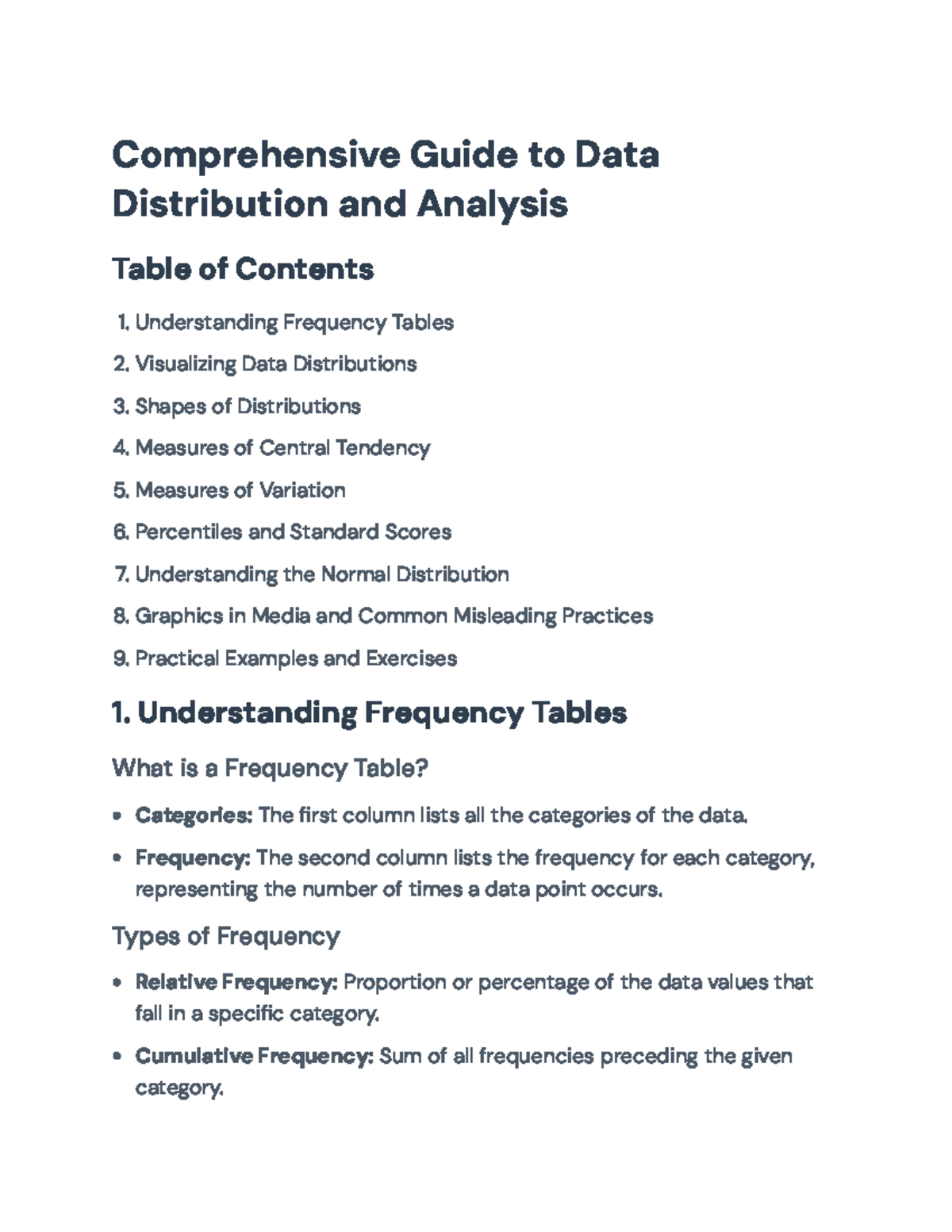 Comprehensive Guide to Data Distribution & Analysis: Key Concepts - Studocu