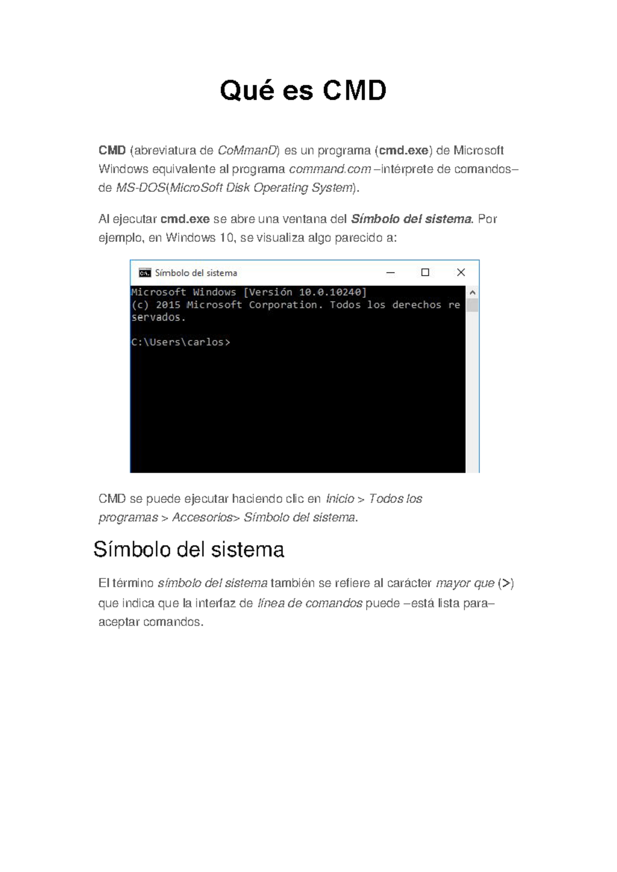 Guia Comandos Win - Qué es CMD CMD (abreviatura de CoMmanD) es un ...