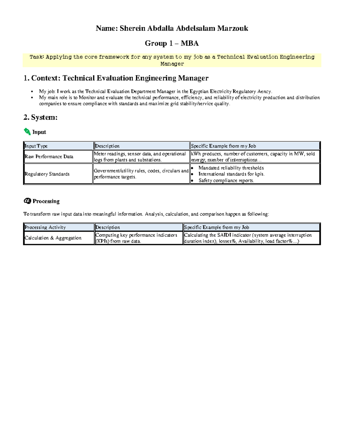 MBA Task 1: Core Framework Application in Technical Evaluation ...