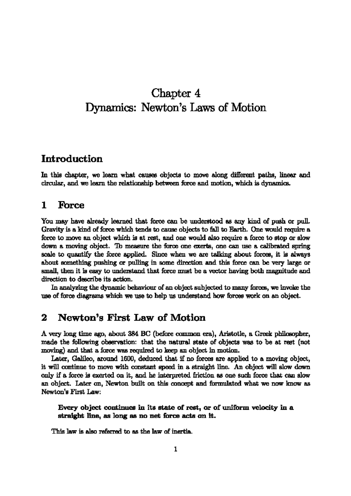 Chapter 4 Dynamics: Laws of Motion Overview and Key Concepts - Studocu