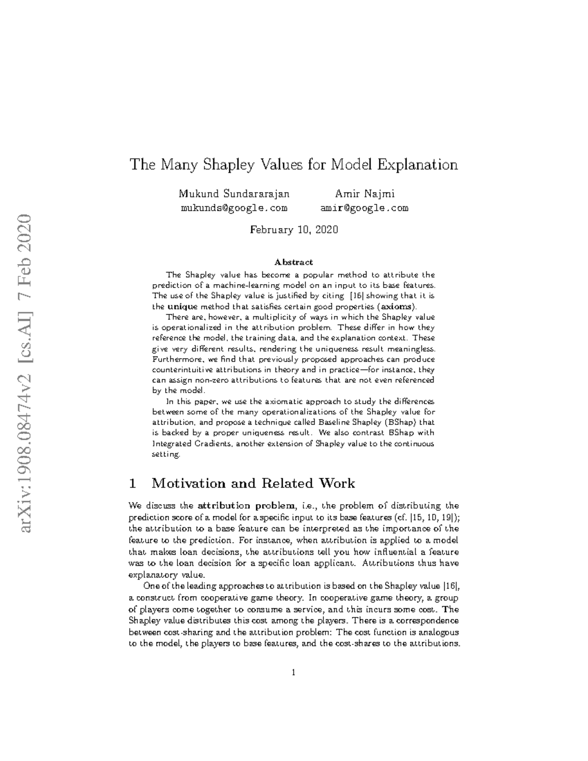 The Many Shapley Values for Model Explanation - The use of the Shapley ...