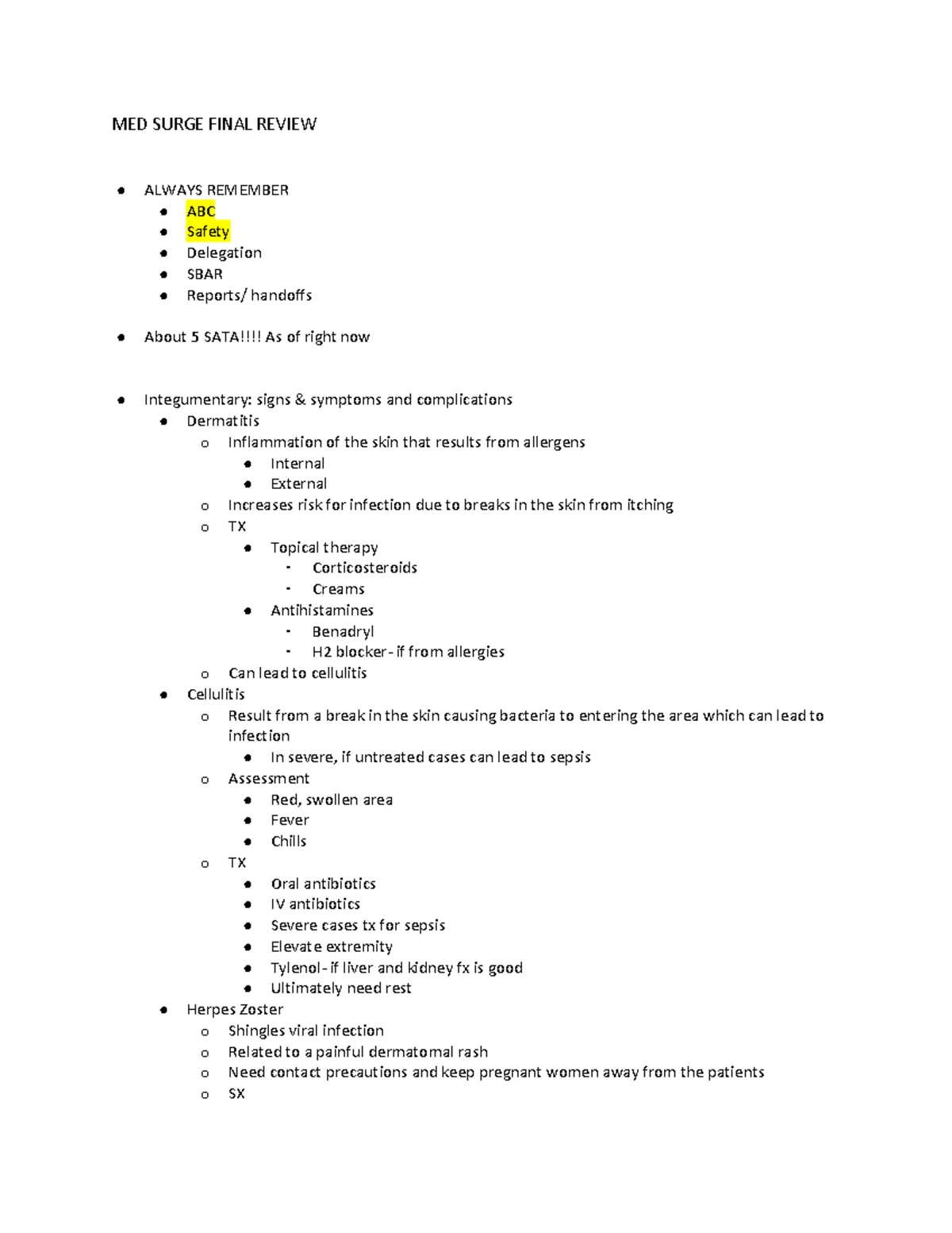 MED SURG II EXAM 4 - Critical Patient Assessment Notes - Studocu