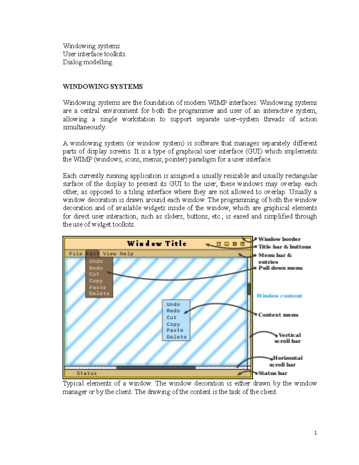 Windowing Systems and Dialog Design - CS101 Lecture Notes - Studocu