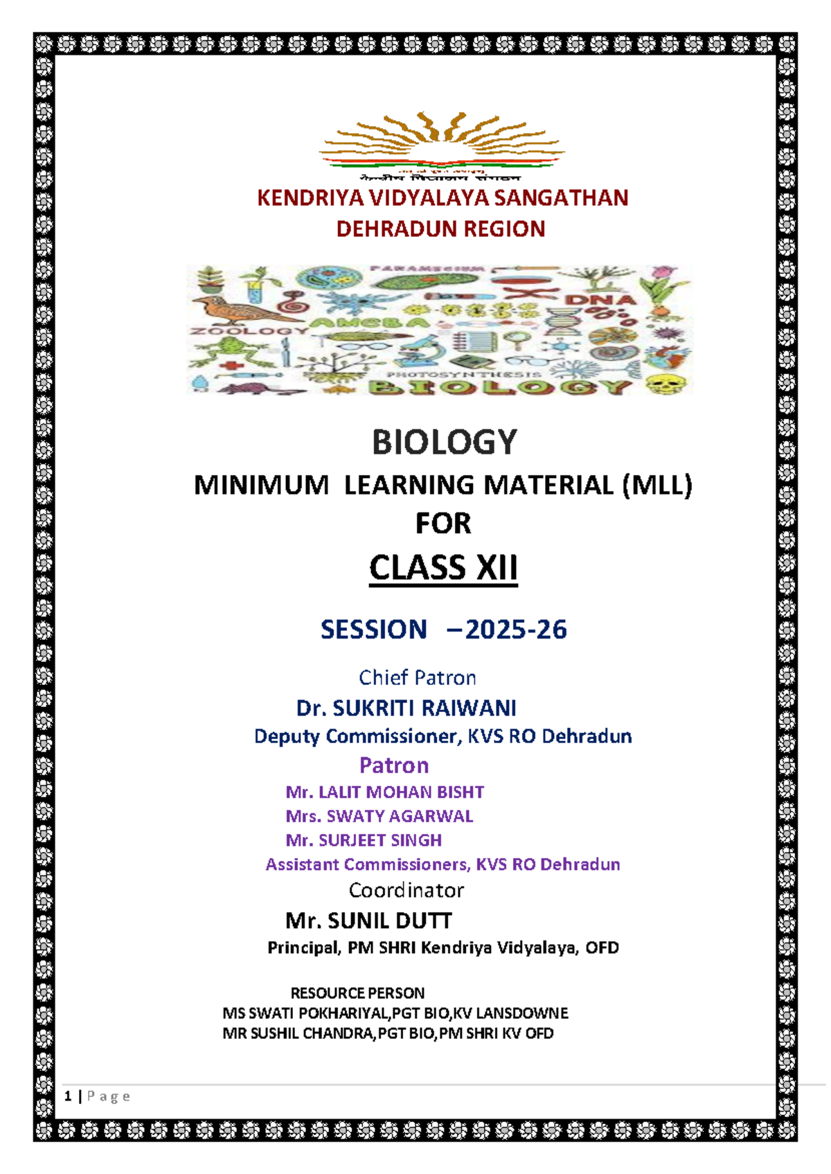12 MLL Biology Final - Kendriya Vidyalaya Class XII - Studocu