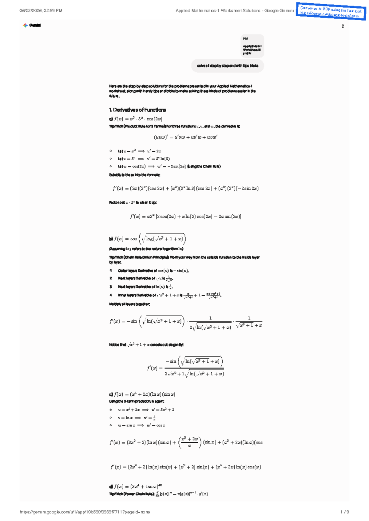 Applied Math I Worksheet Solutions (02:59 PM) with Tips & Tricks - Studocu
