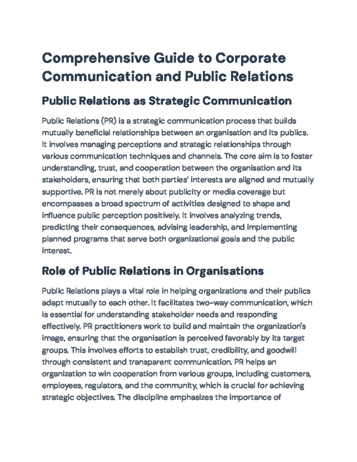 Comprehensive Overview of Corporate Communication & PR Strategies (PR ...