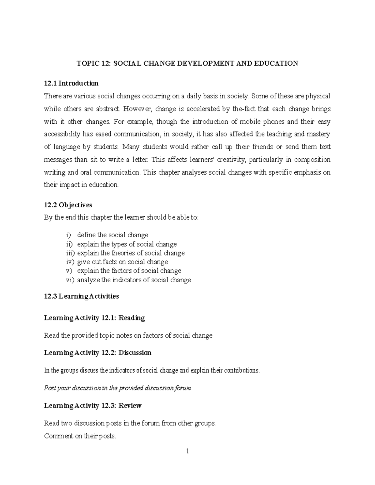 Sociology 101: Social Change Notes and Its Impact on Education - Studocu