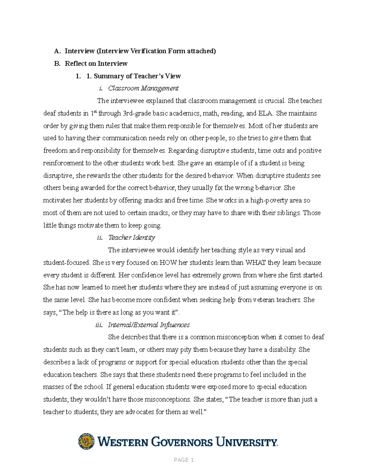 D228- Task 1 - Task 1 - A. Interview (Interview Verification Form ...