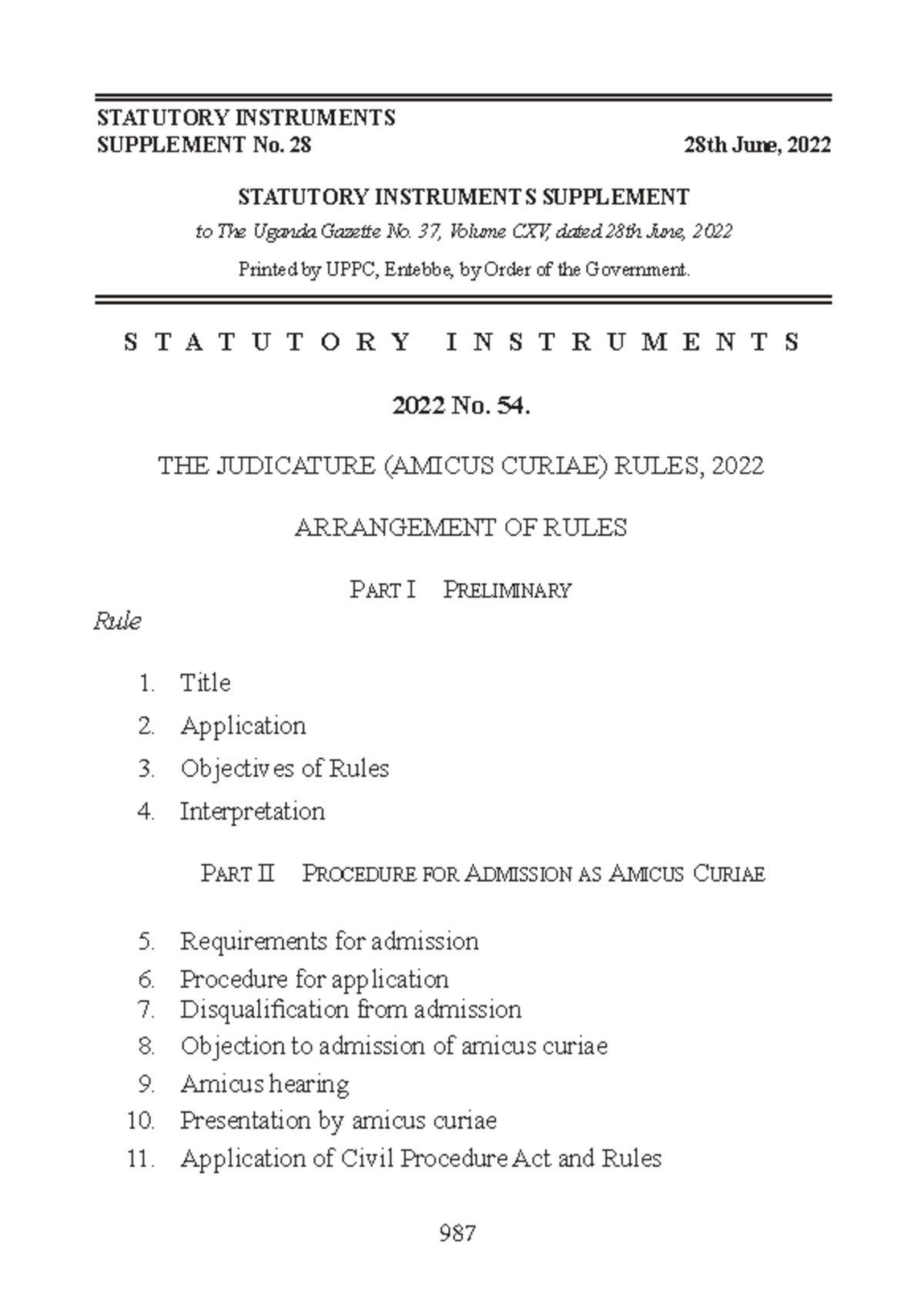 Judicature (Amicus Curiae) Rules, 2022 - Statutory Instruments ...