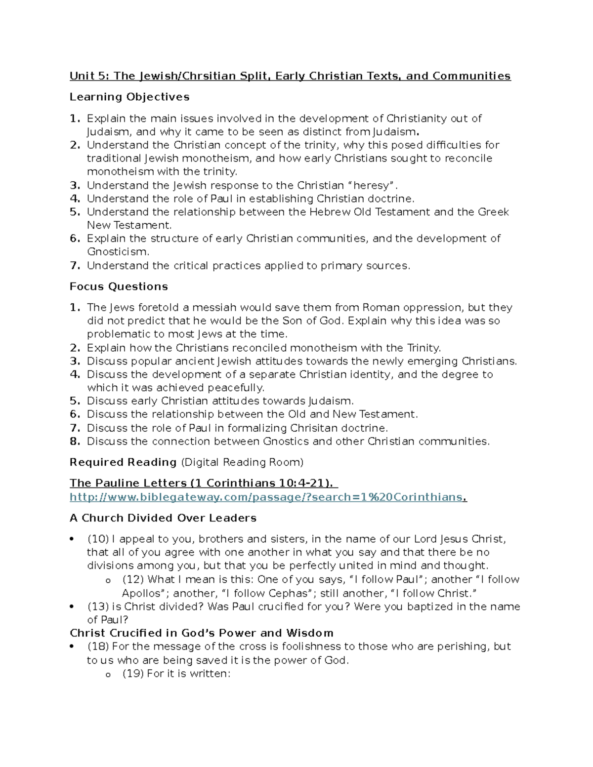 Unit 5: Exploring the Jewish-Christian Split & Early Christian ...