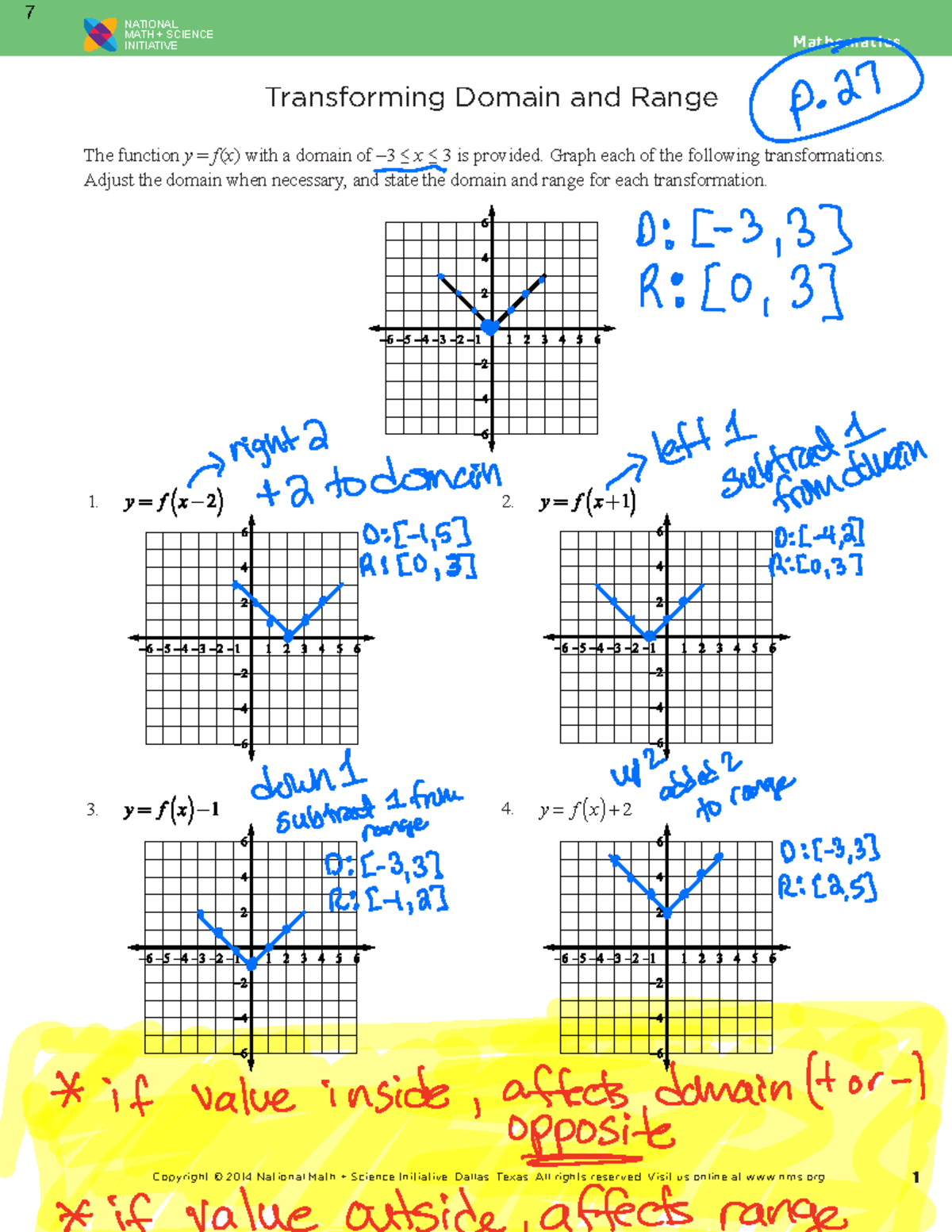 Mathematics 101: Transforming Domain and Range Guide - Studocu
