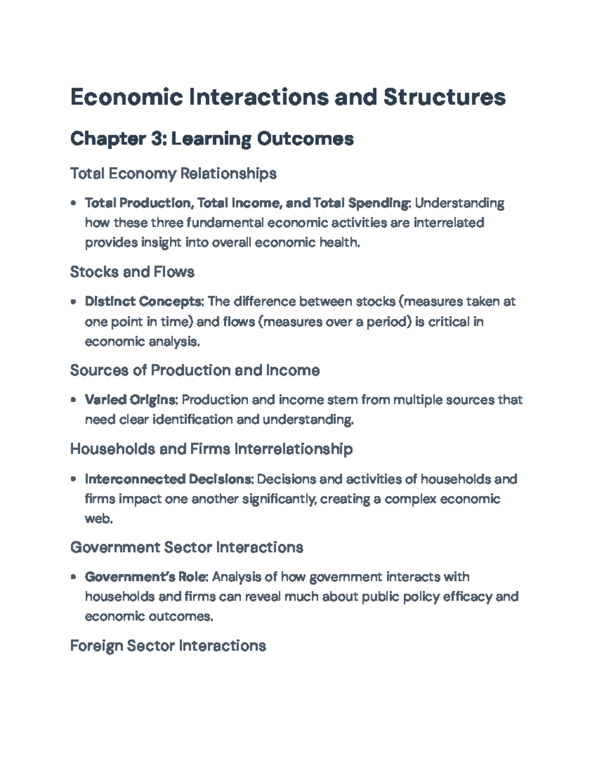 Economic Interactions and Structures: Learning Outcomes Overview ...