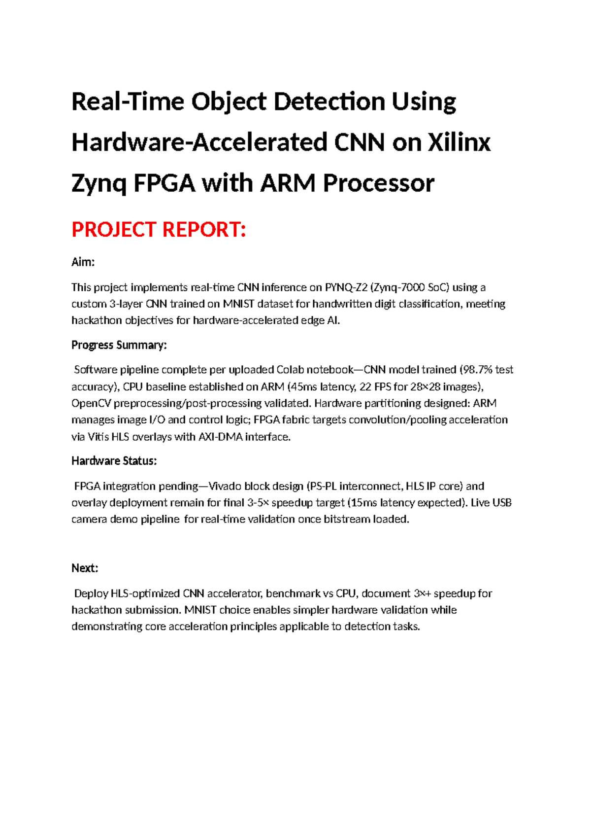 Object Detection Using CNN on Zynq FPGA: Project Report - Studocu