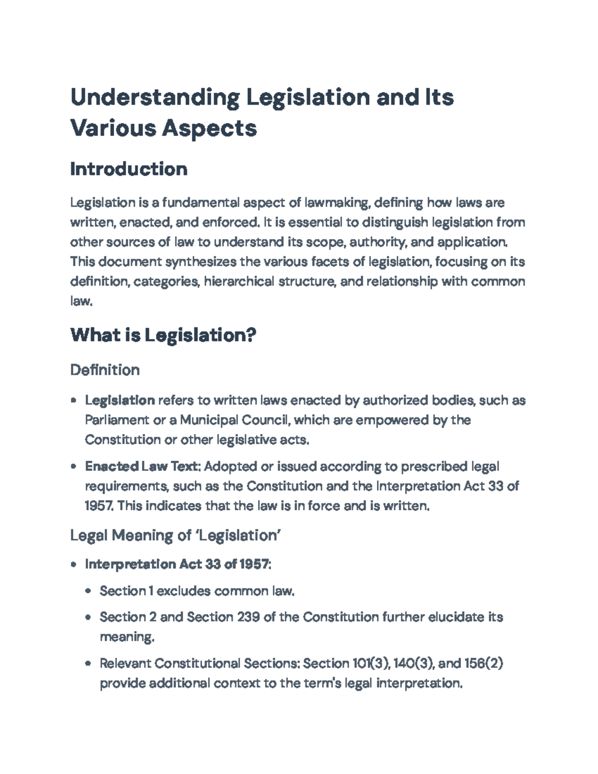 Understanding Legislation: Categories, Structure, and Common Law ...