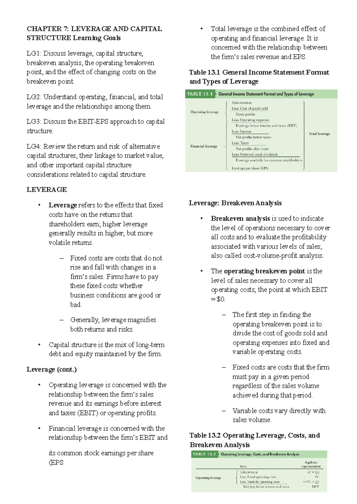 Chapter-7 Bafin - CHAPTER 7: LEVERAGE AND CAPITAL STRUCTURE Learning ...
