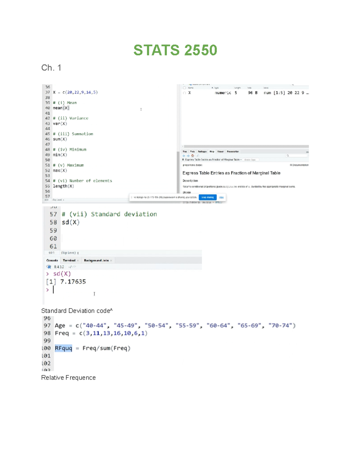 Stats 2001 - STATS 2550 Ch. 1 Standard Deviation code^ Relative ...