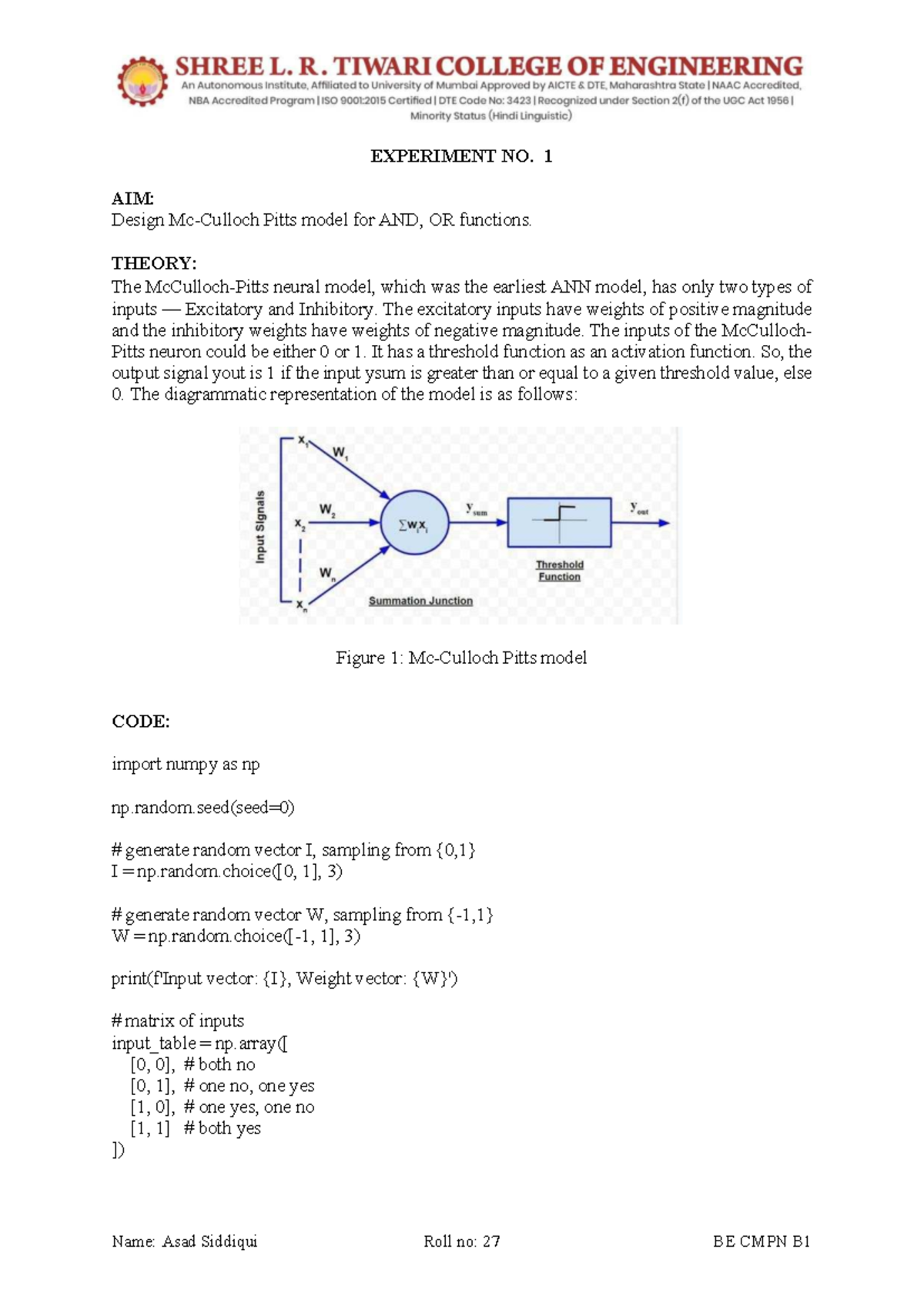 DL EXPS 1 TO 7 - Neural Network Models and Algorithms - Studocu