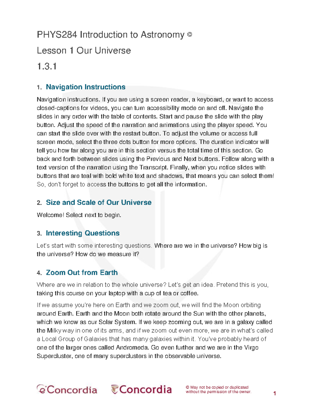 PHYS284 Introduction to Astronomy Lesson 1: Exploring Our Universe ...