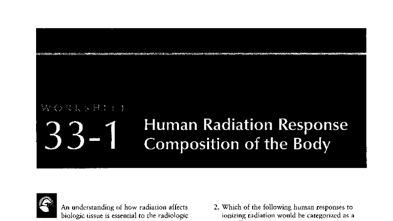 C33 Human Biology: Understanding Radiation Effects on Tissue - Studocu