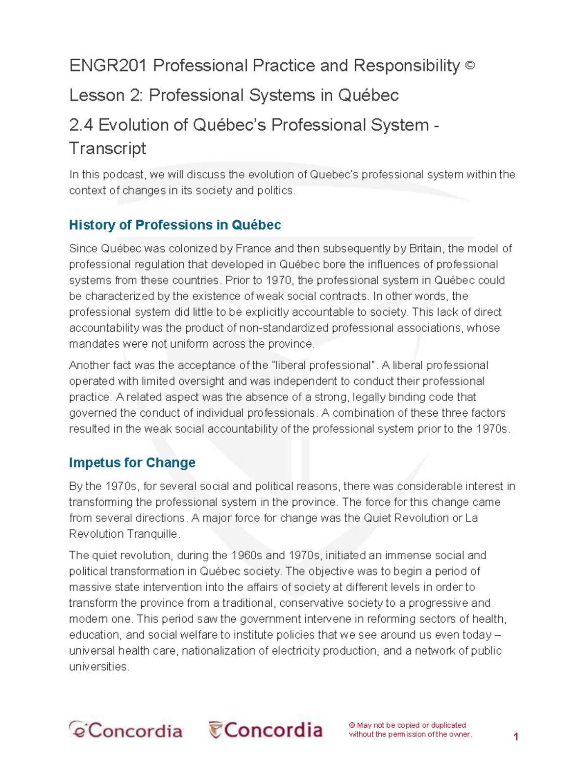 ENGR201 Professional Practice & Responsibility: Lesson 2.4 Evolution of ...
