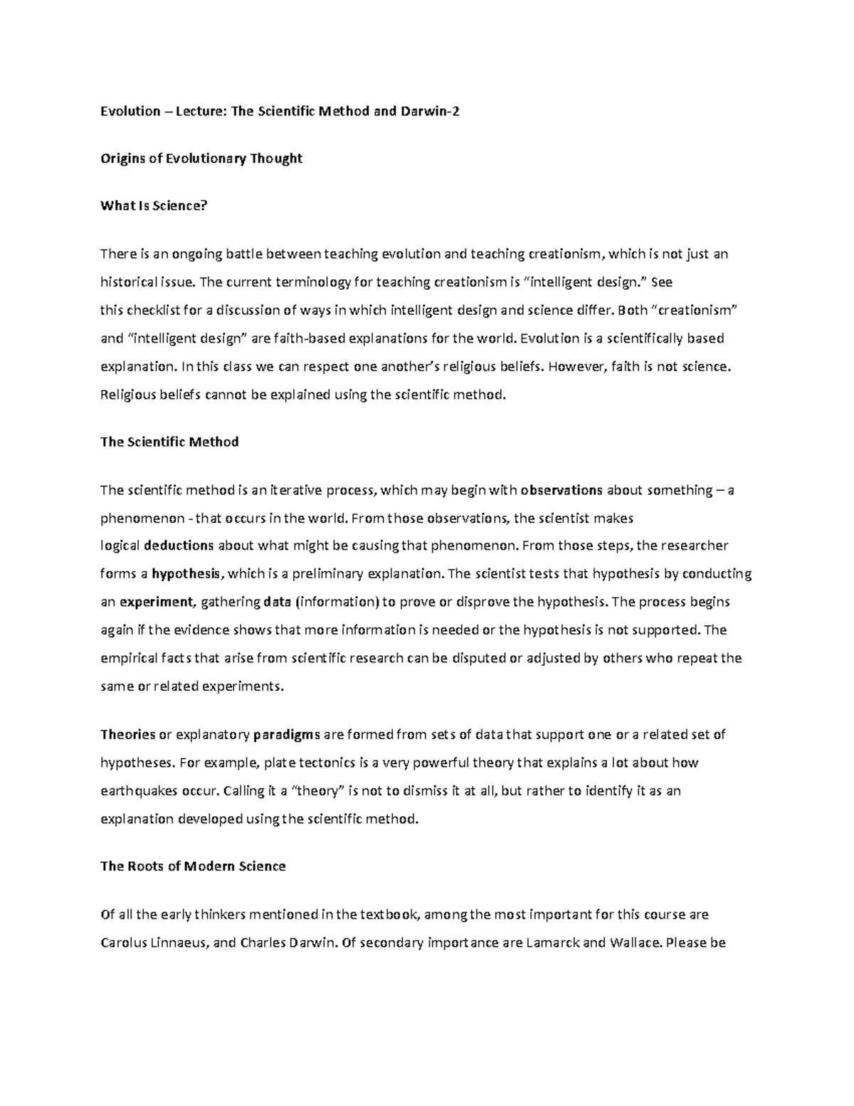Biological Anthropology - Lecture on Evolution & the Scientific Method ...