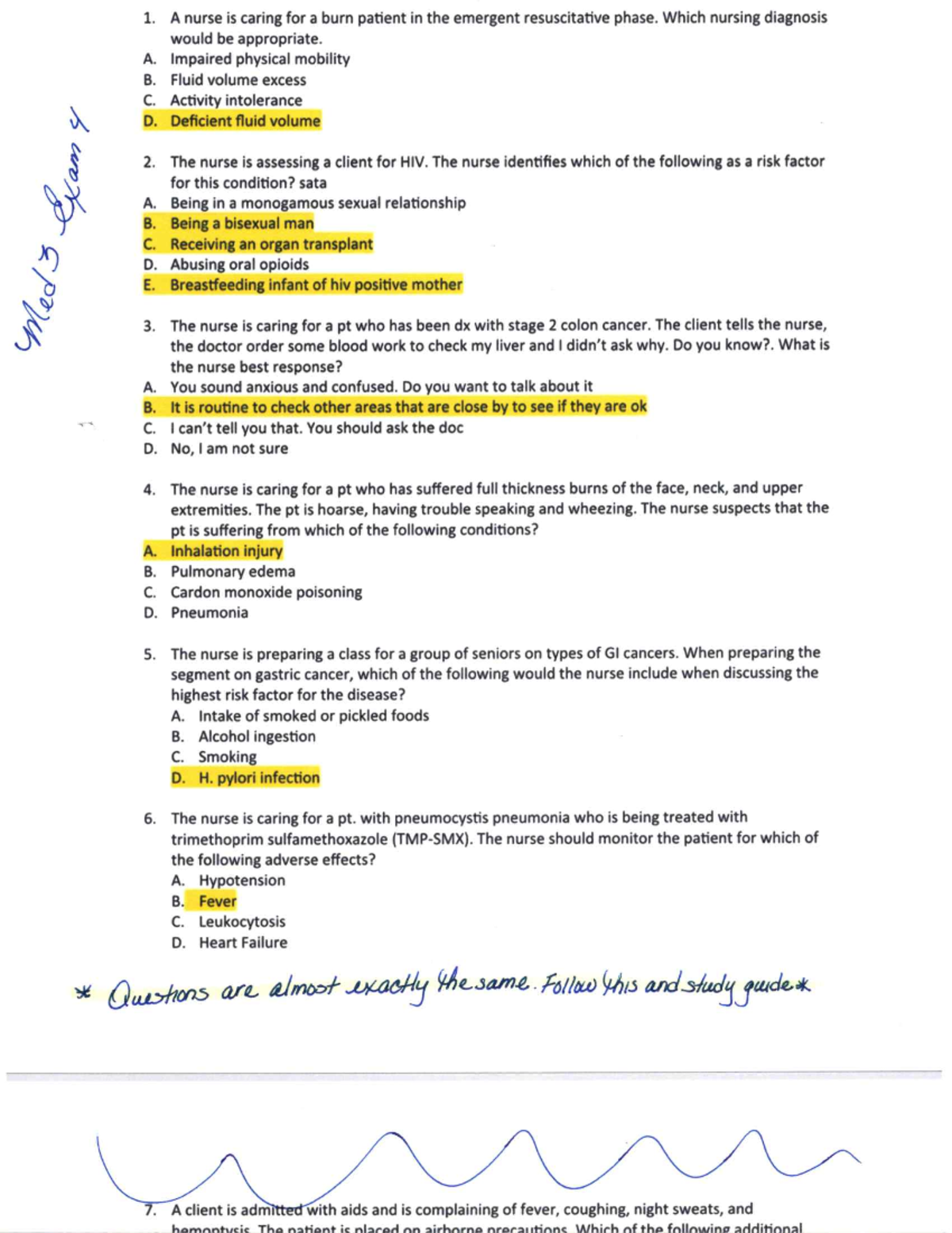Med 3 Exam 4 - Comprehensive Test Review on Burns and HIV Care - Studocu