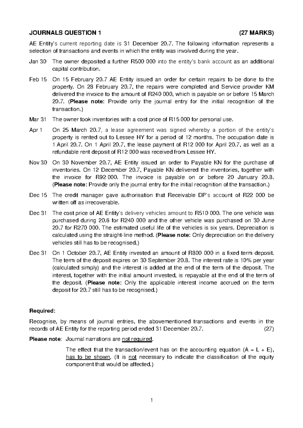 Journals Q1 - Practical Questions & Solutions for 20.7 Period - Studocu