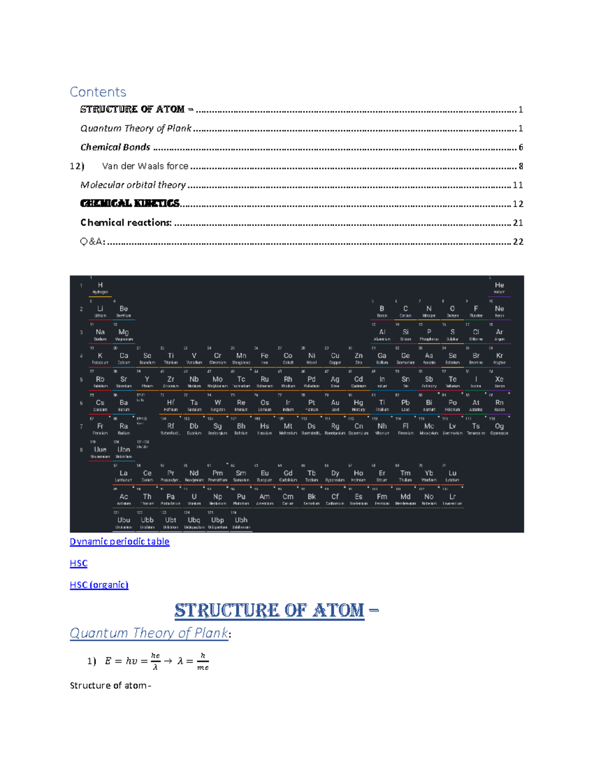 HSC Chemistry Notes: Key Concepts and Theories - Studocu