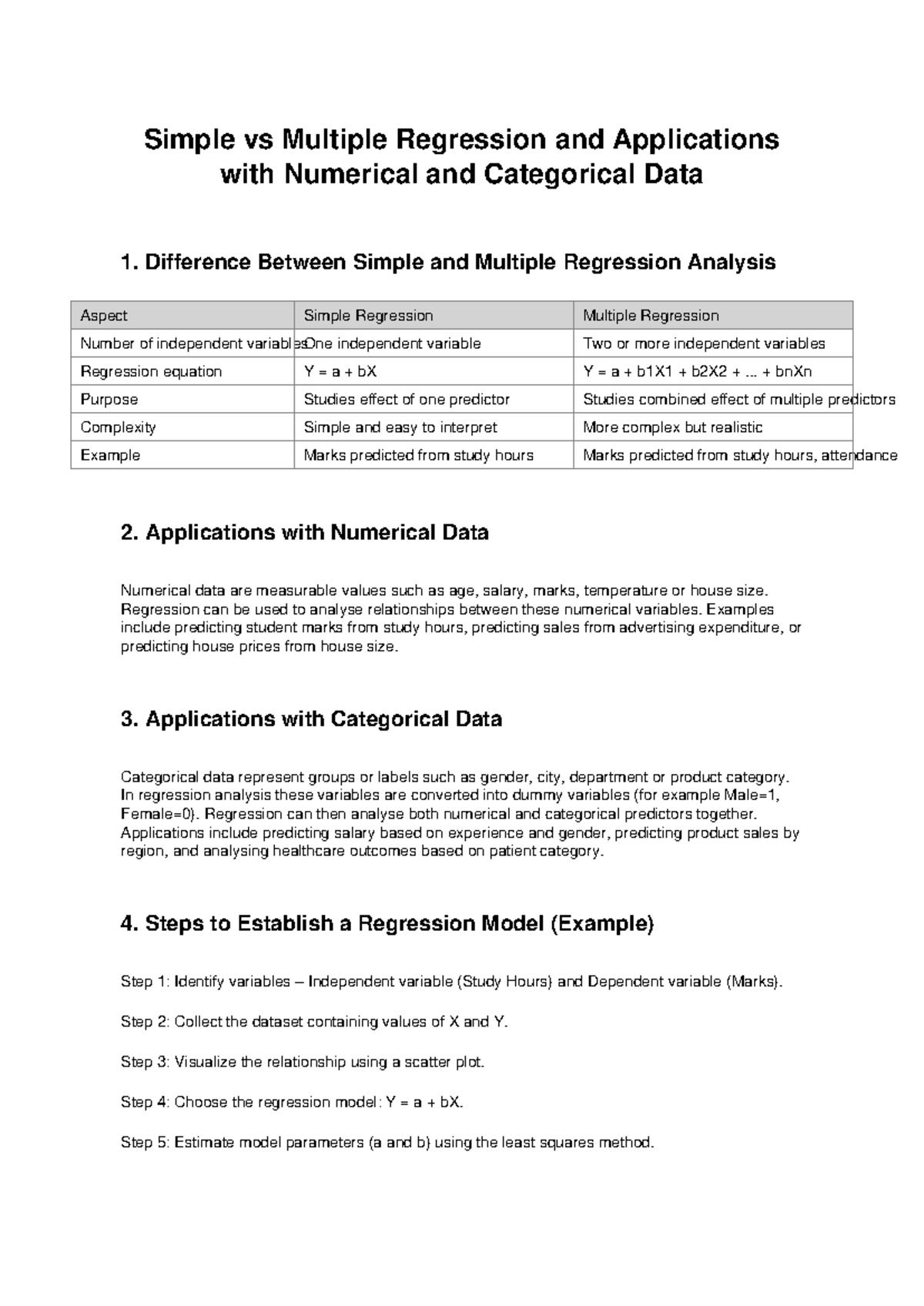 Regression Seminar: Simple vs Multiple Regression Analysis (R) - Studocu