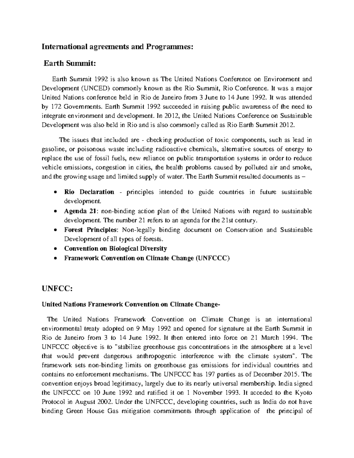 EVS-International Agreements & Programmes: Insights from Earth Summit ...
