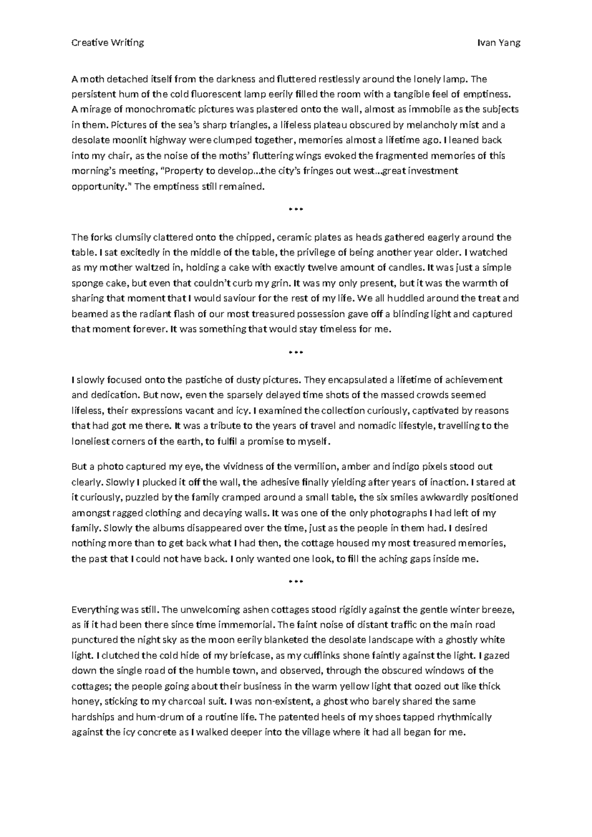 Creative Writing (Alternative): Reflections on Memories and Time - Studocu