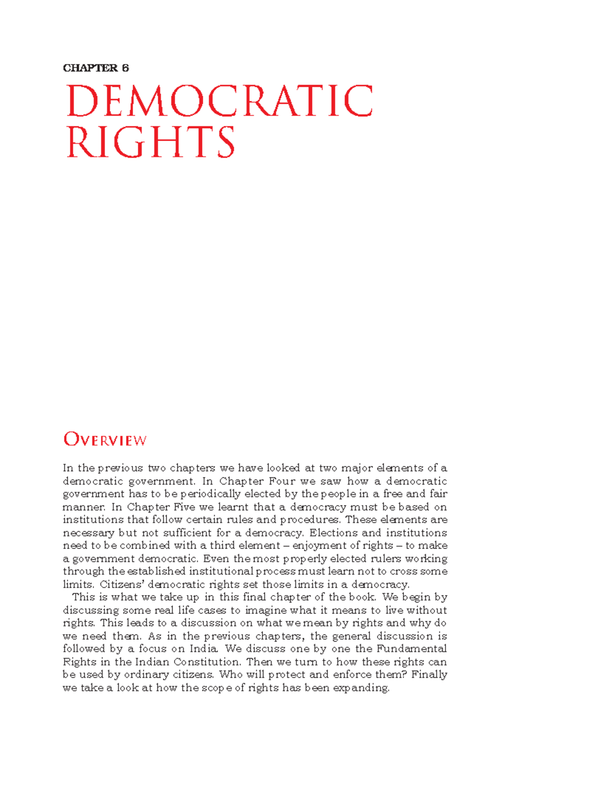 Political Science NCERT Chapter 6: Democratic Rights and Freedoms - Studocu