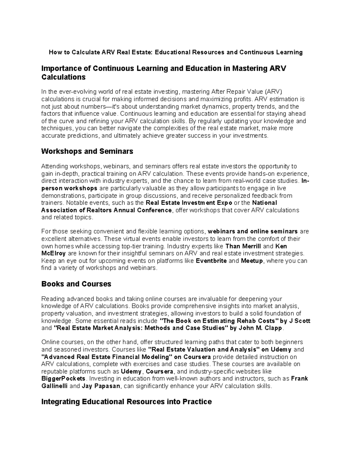 How to Calculate ARV Real Estate Educational Resources and Continuous ...