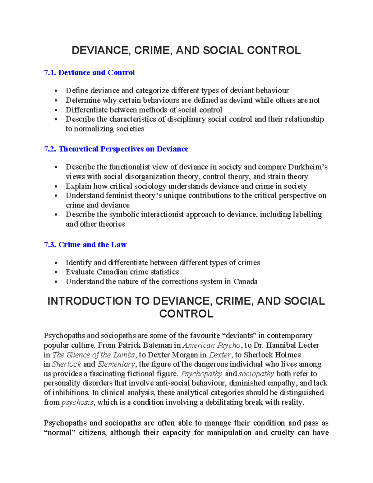 SOC 101: Final Exam Notes on Deviance, Crime, and Social Control - Studocu