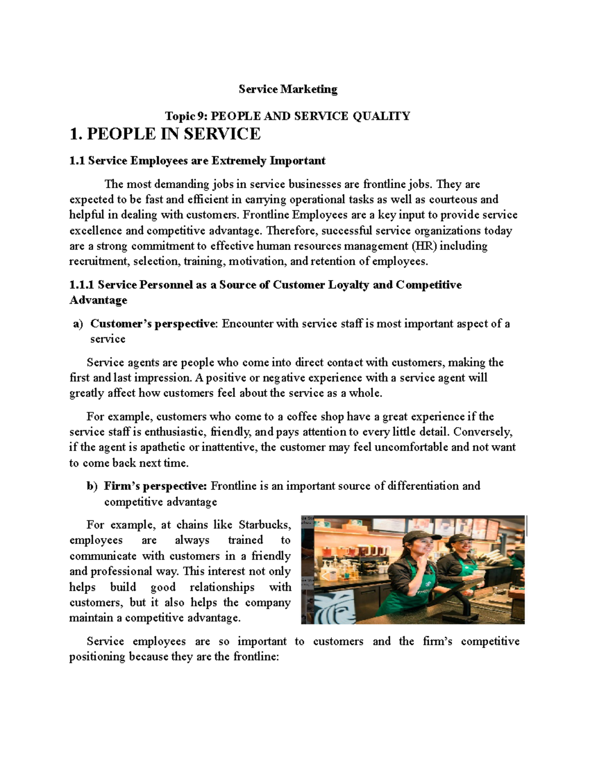 Service Marketing - Topic 9: The Role of People in Service Quality ...