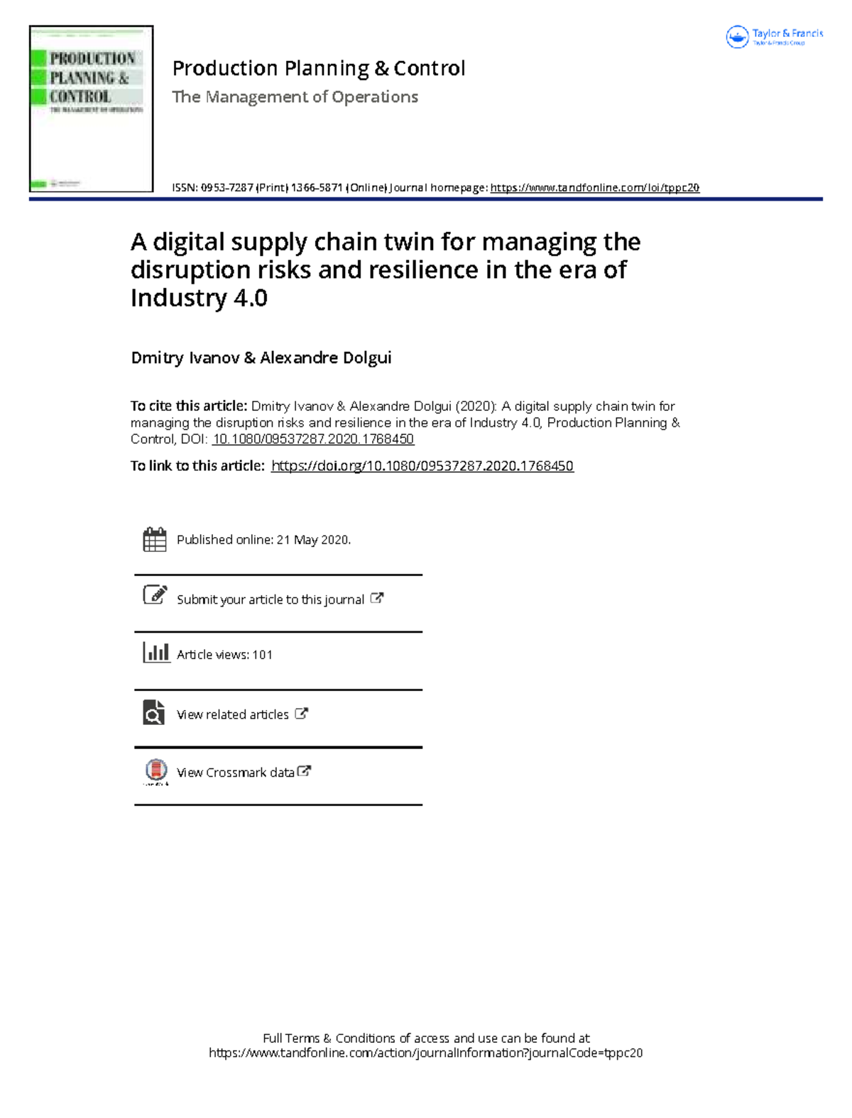 A Digital Supply Chain Twin for Disruption Risk Management in Industry ...