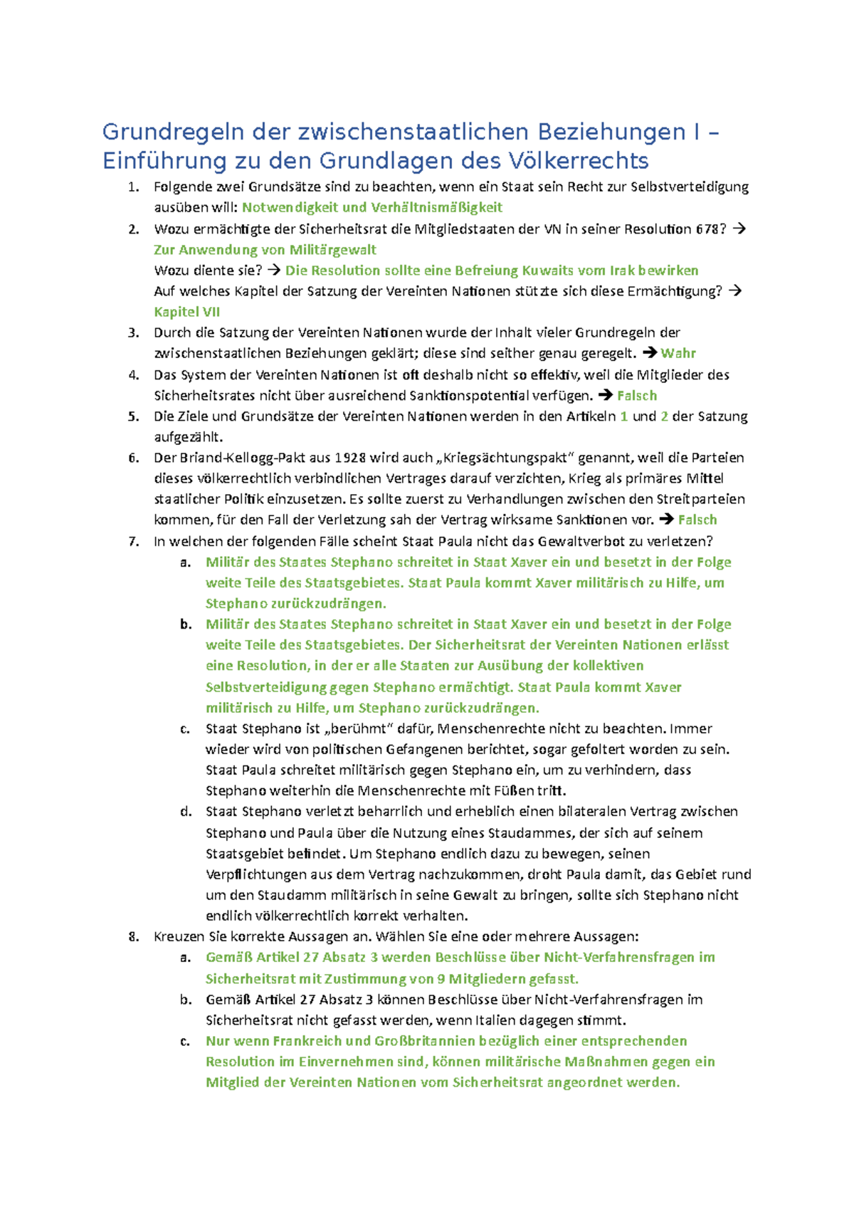 Grundregeln der zwischenstaatlichen Beziehungen I: Völkerrecht ...