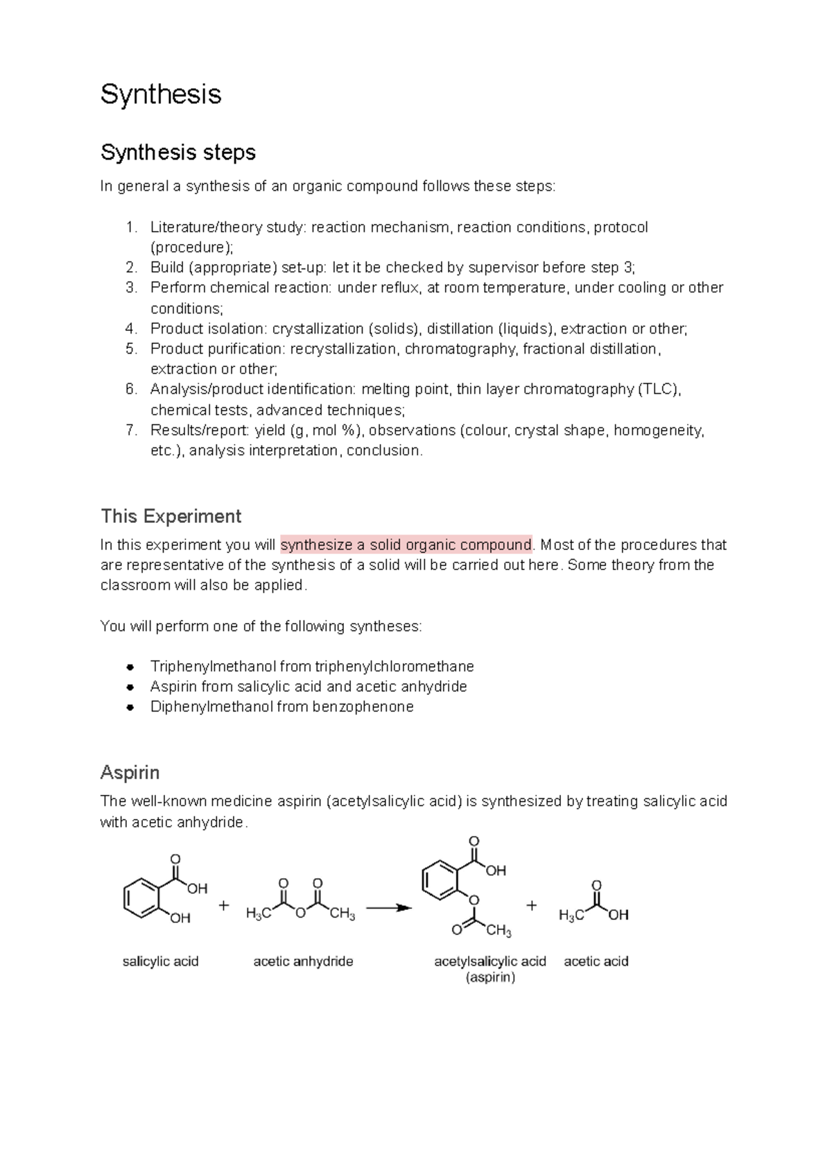 OC2 Lab Buddy - Synthesis Techniques & Reactions Overview - Studeersnel