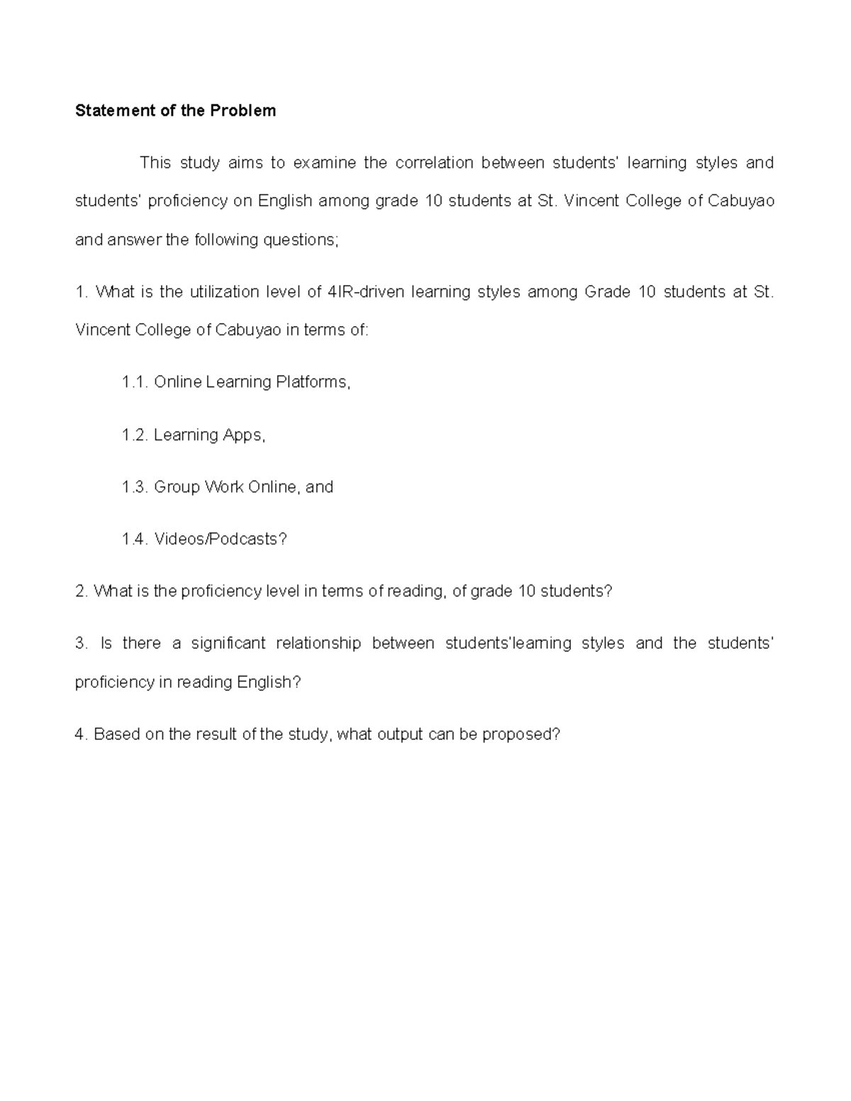 SOP - The file consist of the statement of the problem of our study ...