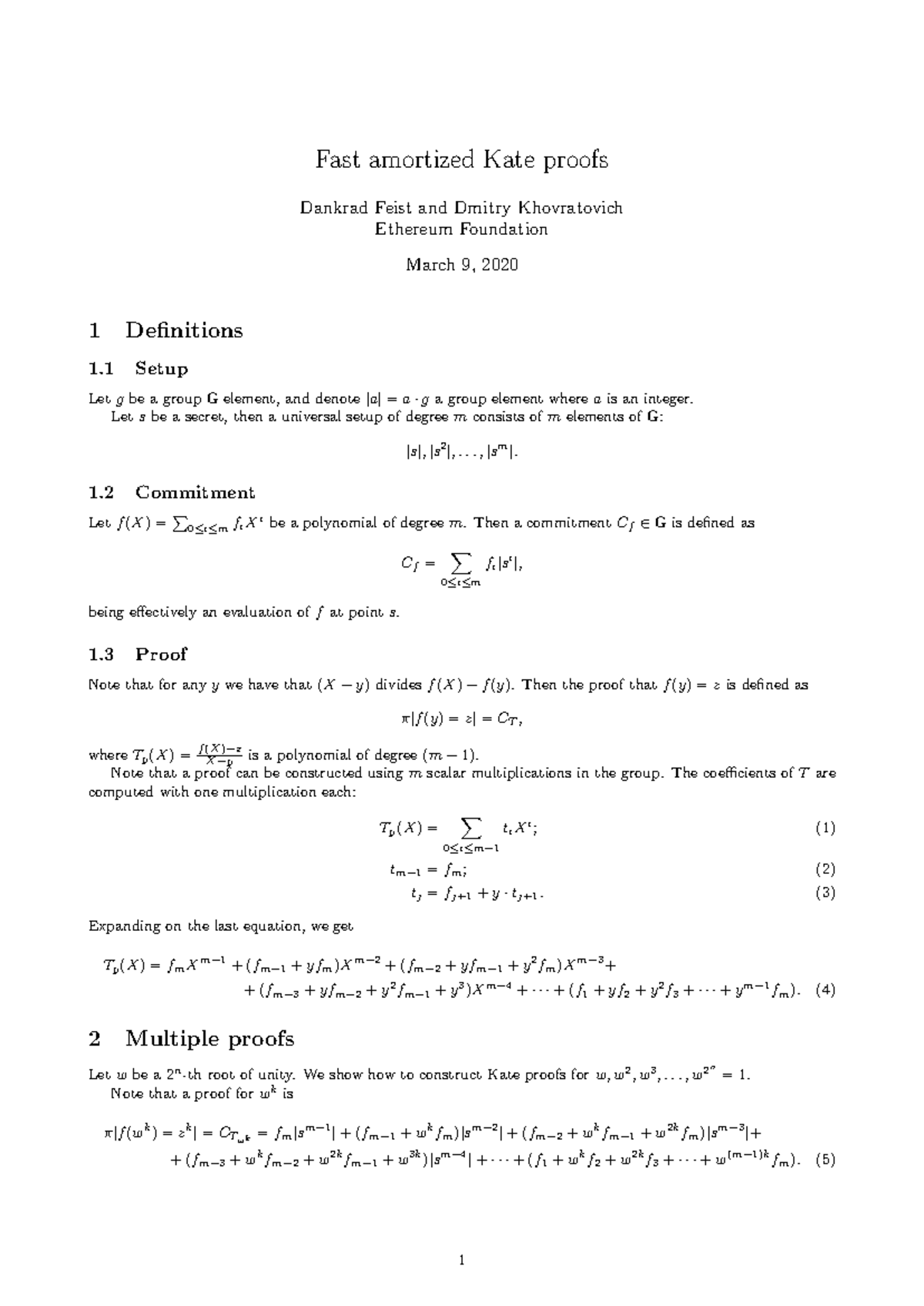 Kate Amortized Proofs: Efficient Computation Techniques - Studocu