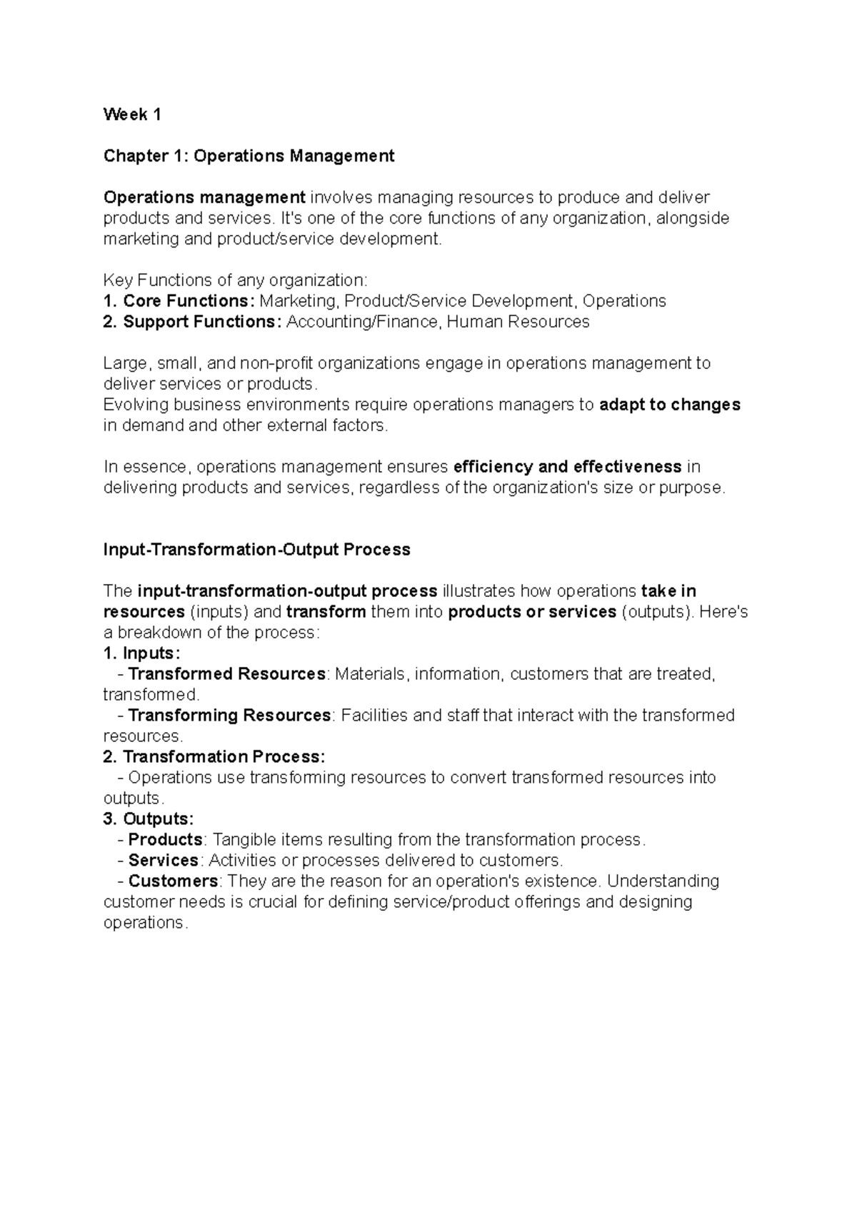 BOP 101: Week 1 Chapter 1 - Introduction to Operations Management ...