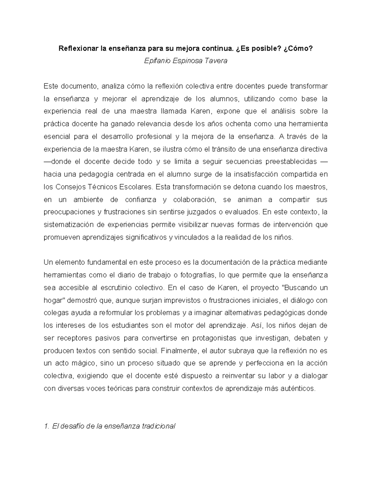 Reflexión Colectiva en la Enseñanza: Mejora Continua y Prácticas ...