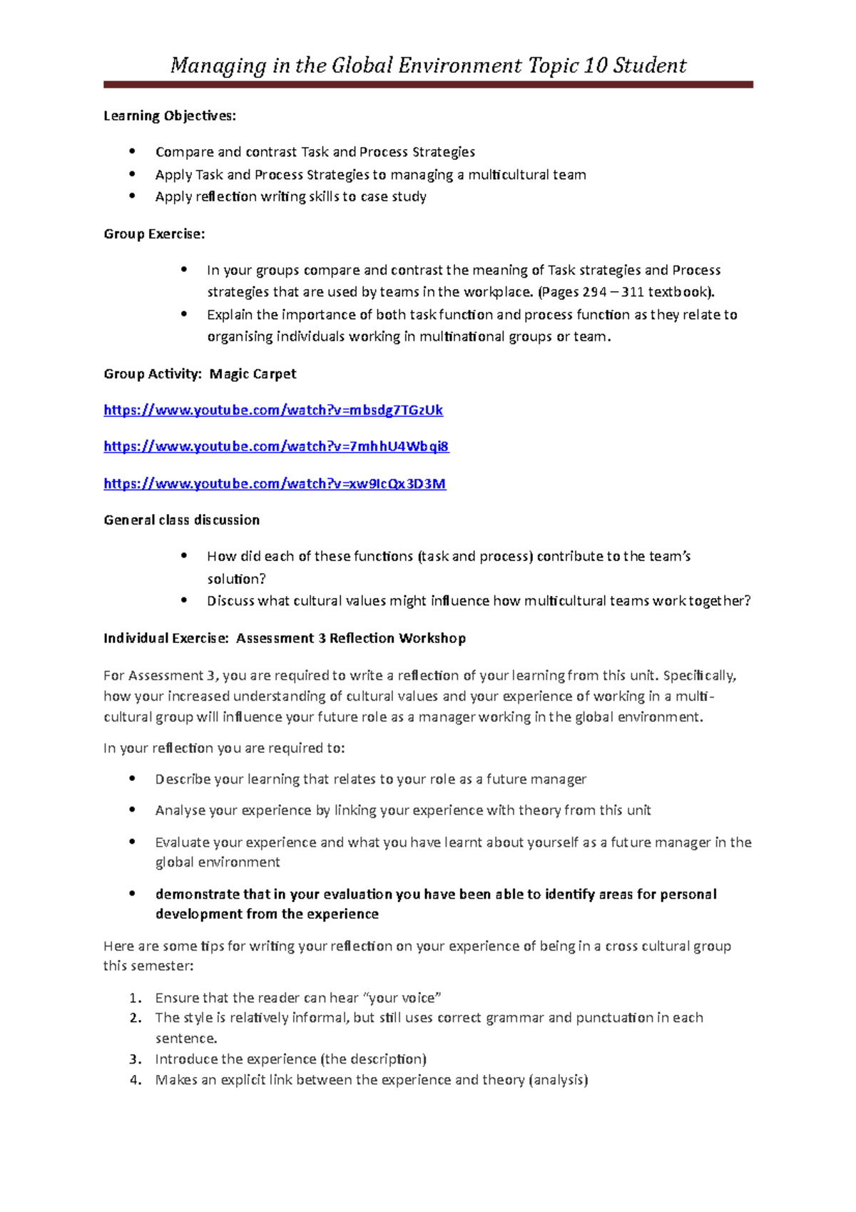 MGE Topic 10 Multicultural Teams - Managing in the Global Environment ...