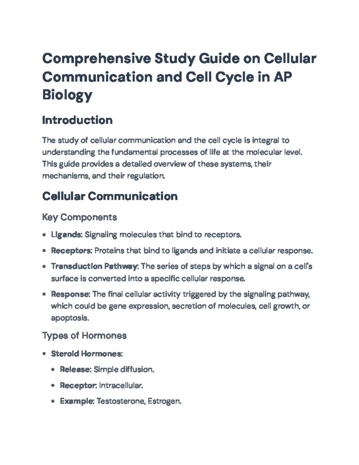 Cellular Communication and Cell Cycle Overview - AP Biology Study Guide ...