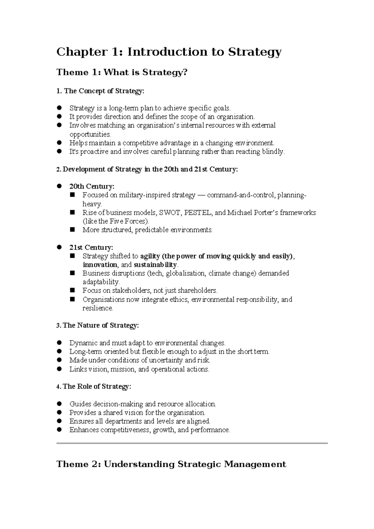 BMNG 101: Chapter 1 - Introduction to Strategy and Management Notes ...