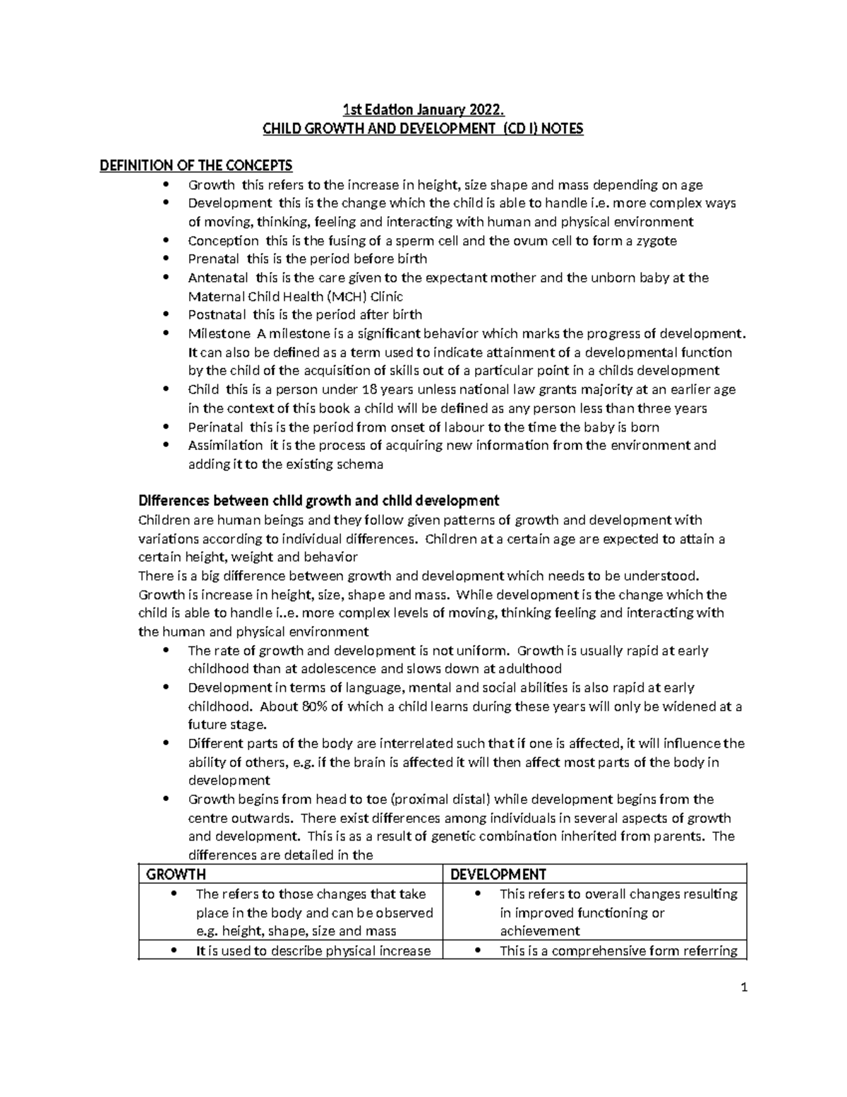 Child Growth & Development Notes (CD I) - Mr. Kinyua's Class - Studocu