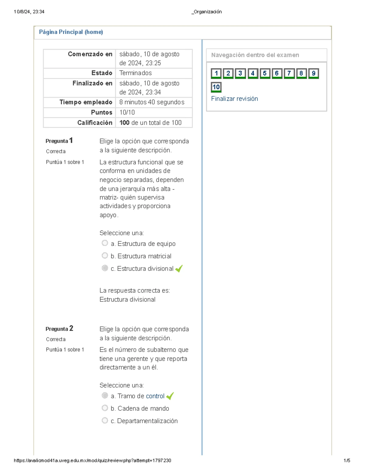 EA1. Examen Final sobre Sistemas de Calidad e ISO 9001 - Studocu