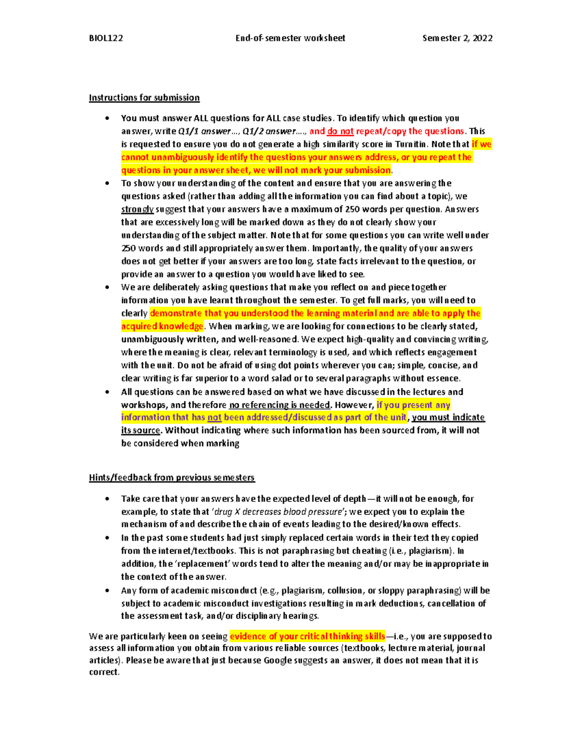 Assessment 3 Case study worksheet - Instructions for submission You ...